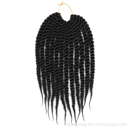 Kinky Curly Crochet Extension Passion Hand Made Short Black Pre Stretched Twist Hair Synthetic Braiding Wig